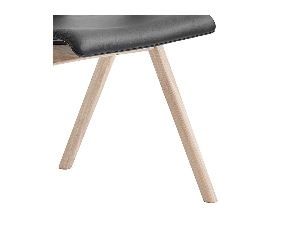 Armlehnen Esszimmerstuhl aus Eiche Massivholz und Leder Schwarz und Eiche Bianco