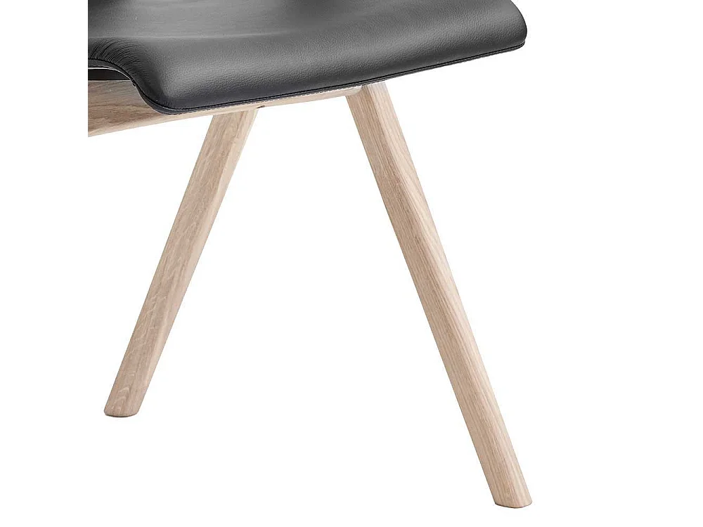 Armlehnen Esszimmerstuhl aus Eiche Massivholz und Leder Schwarz und Eiche Bianco