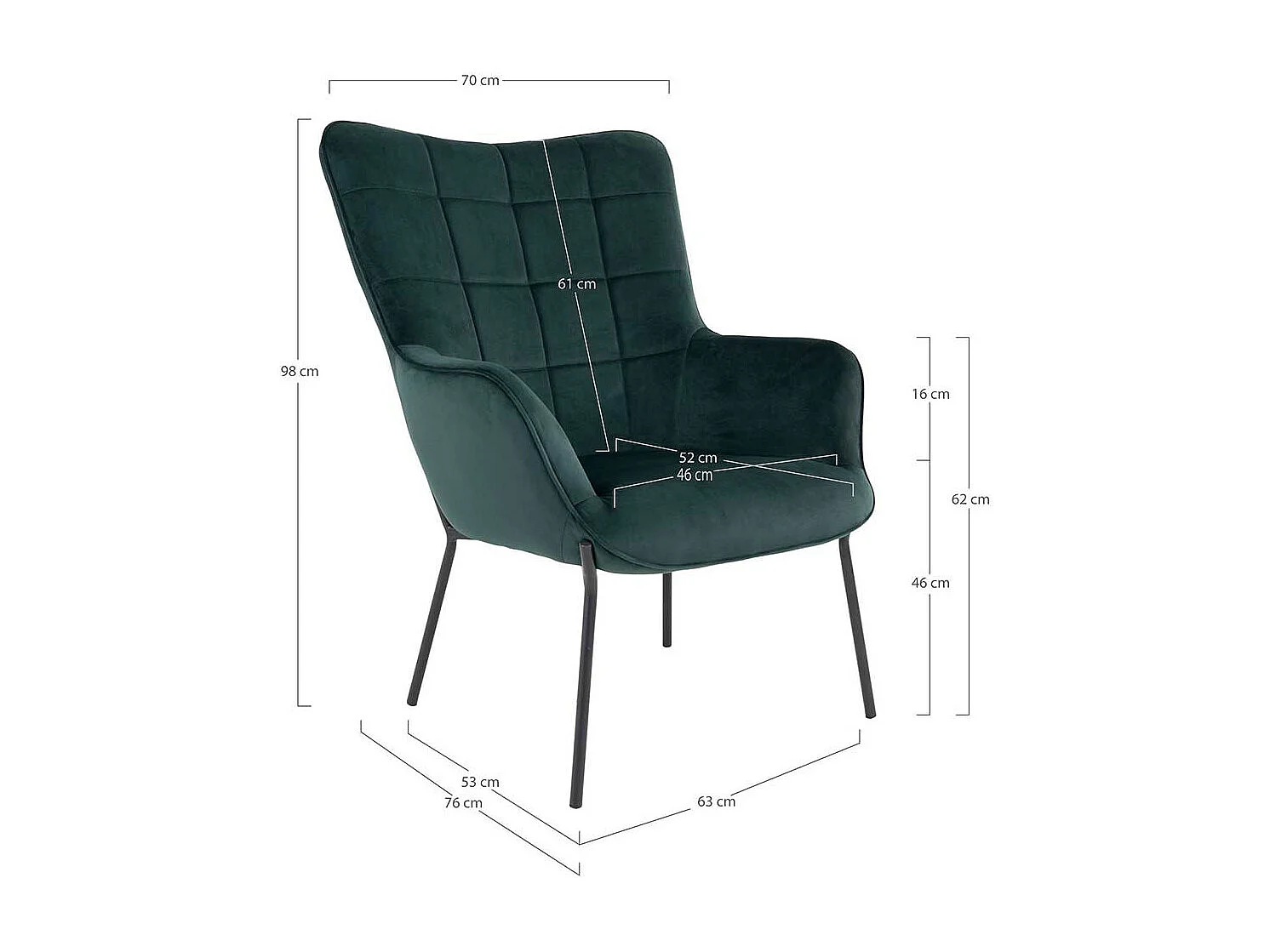 Armlehnsessel in Dunkelgrün Samt Skandi Design