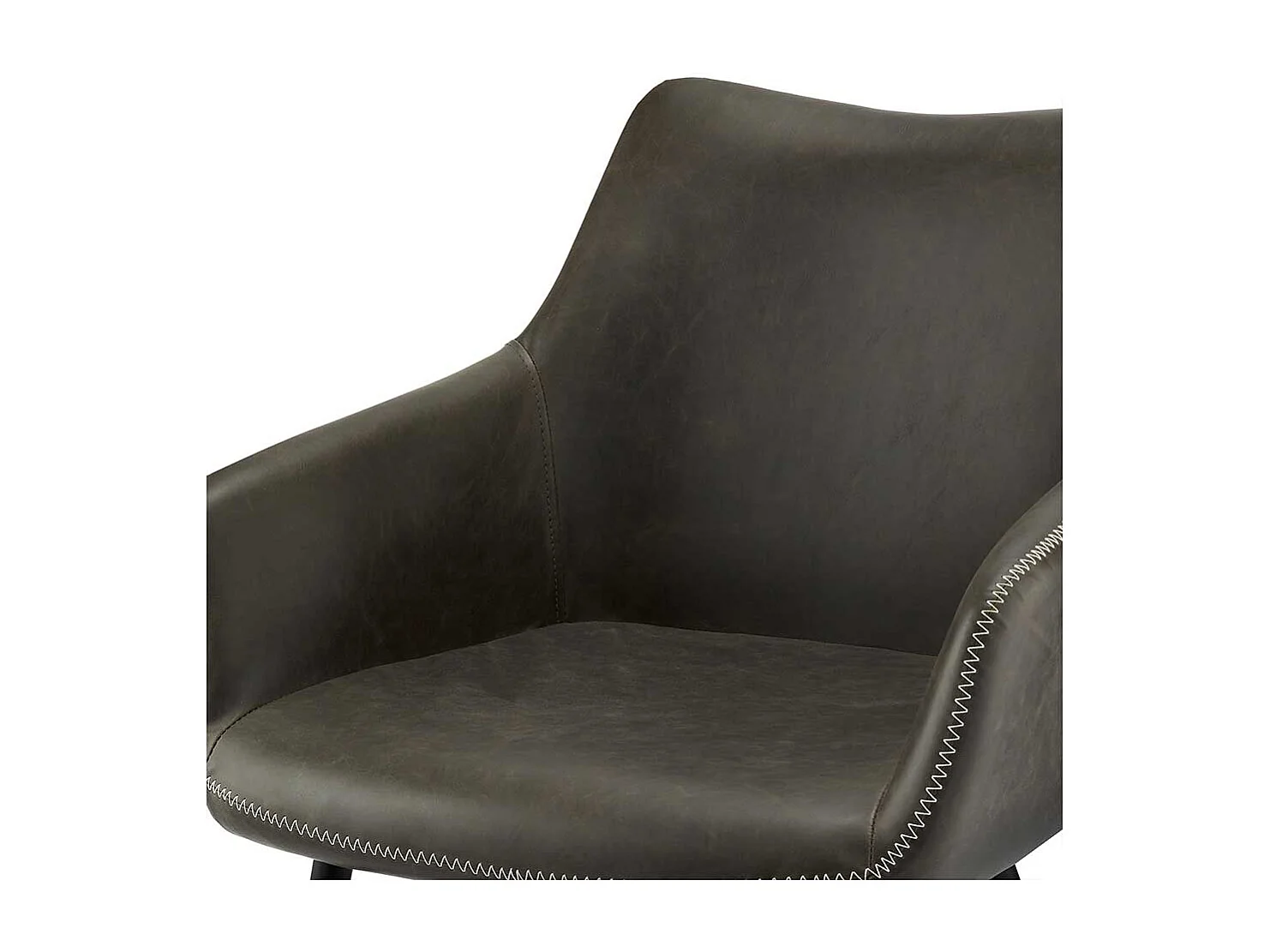 Esstischst�hle in Dunkelgrau Kunstleder Armlehnen (2er Set)