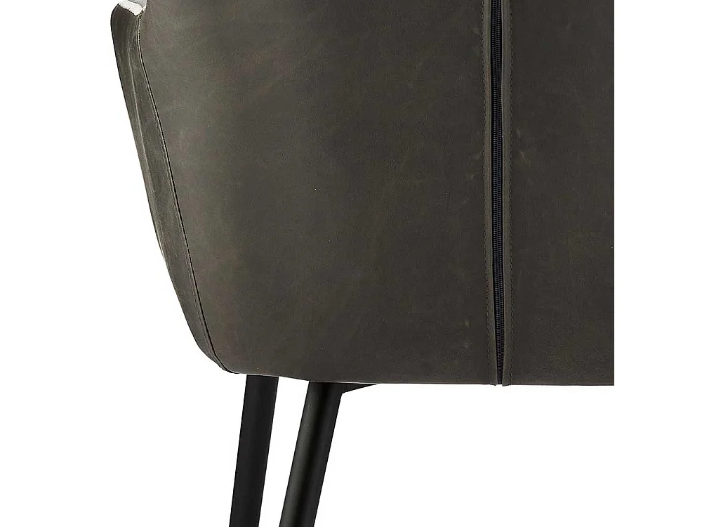 Esstischst�hle in Dunkelgrau Kunstleder Armlehnen (2er Set)