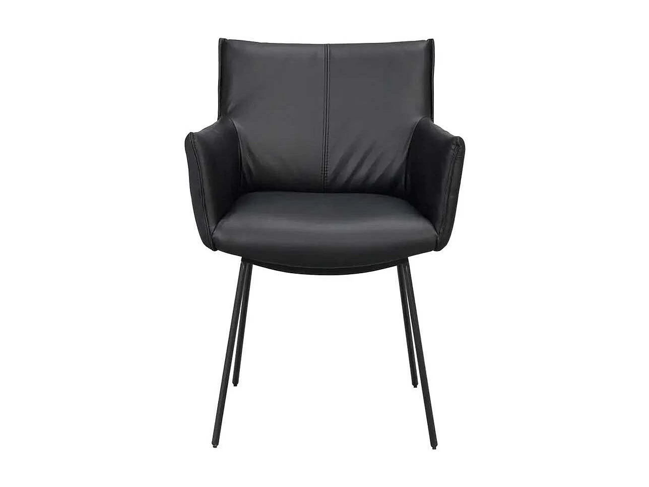 Armlehnstuhl Lederstuhl in Schwarz und gepolsterter Rückenlehne (2er Set)