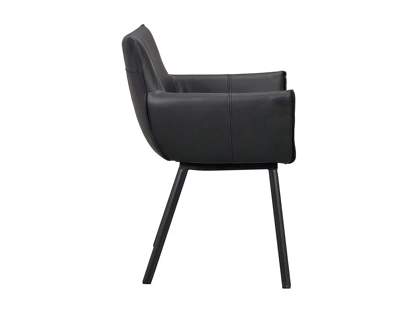 Armlehnstuhl Lederstuhl in Schwarz und gepolsterter Rückenlehne (2er Set)