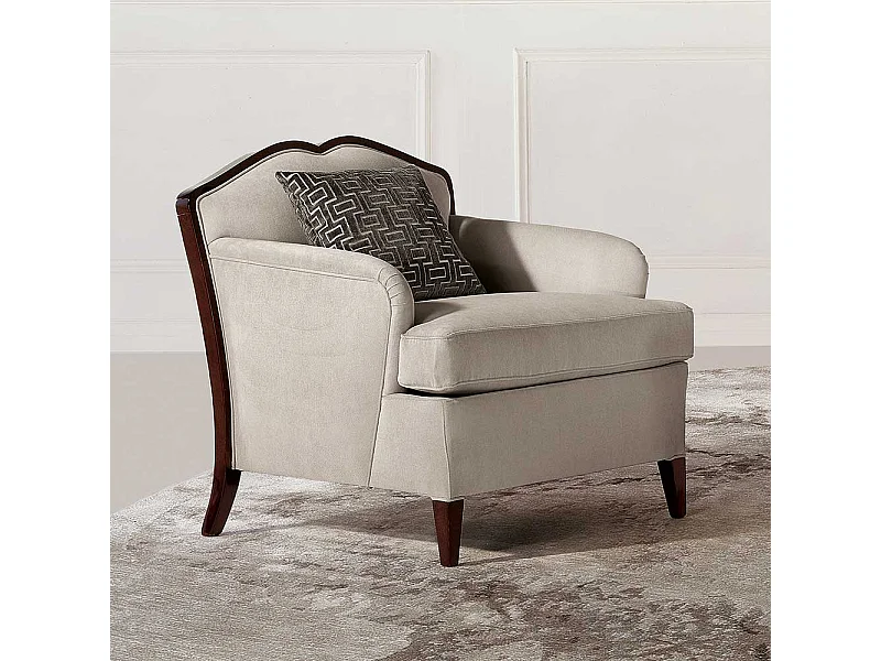 Klassischer Wohnzimmersessel in Beige und Dunkelbraun 51 cm Sitzhöhe