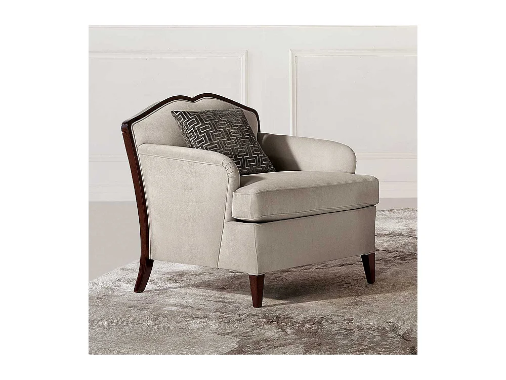 Klassischer Wohnzimmersessel in Beige und Dunkelbraun 51 cm Sitzhöhe