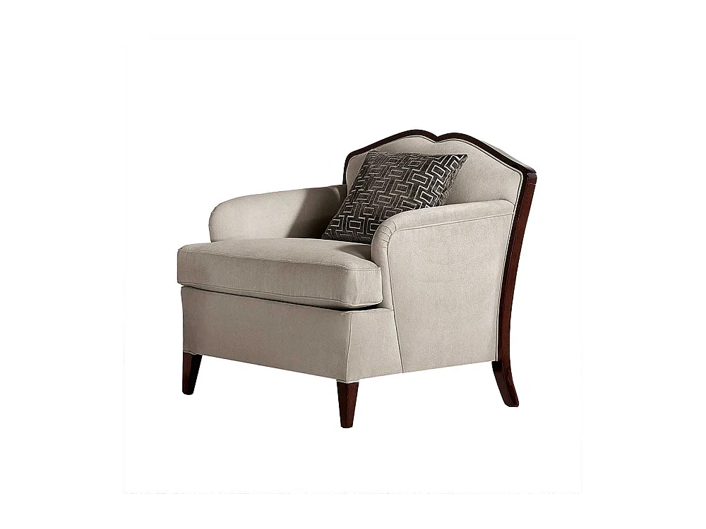 Klassischer Wohnzimmersessel in Beige und Dunkelbraun 51 cm Sitzhöhe