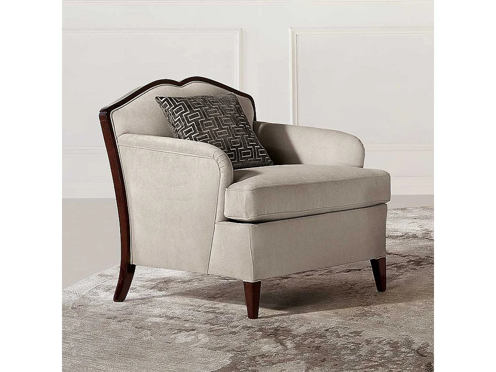 Klassischer Wohnzimmersessel in Beige und Dunkelbraun 51 cm Sitzhöhe