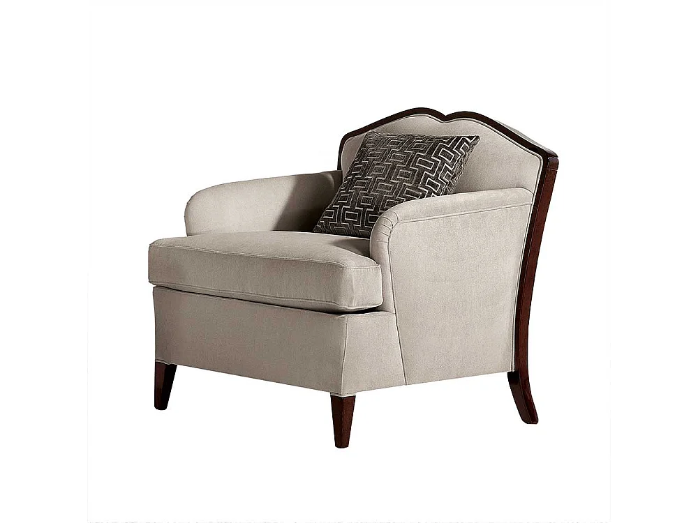 Klassischer Wohnzimmersessel in Beige und Dunkelbraun 51 cm Sitzhöhe