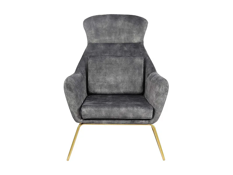 Extravaganter Sessel in Grau Samtvelours und Metall