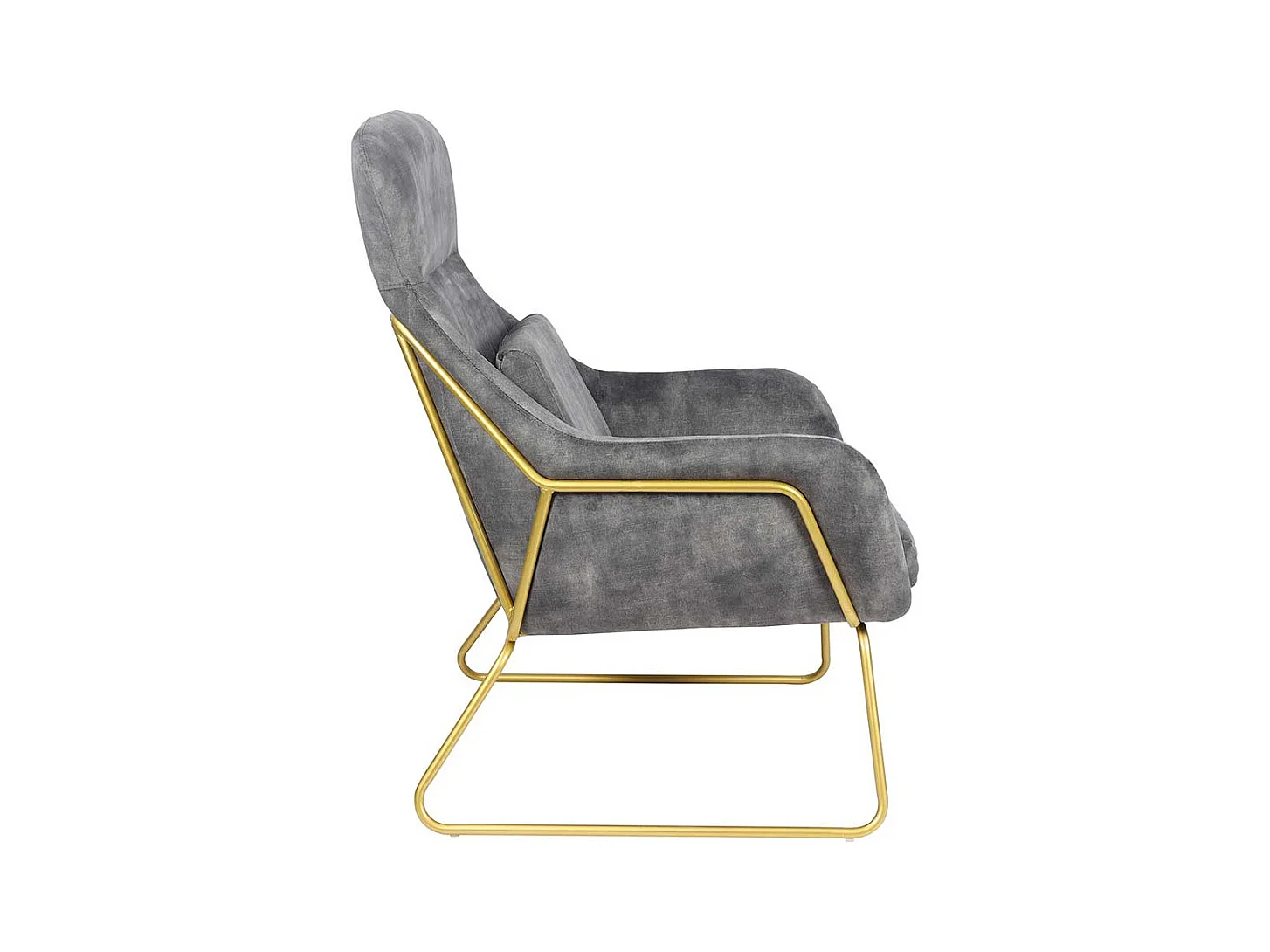 Extravaganter Sessel in Grau Samtvelours und Metall