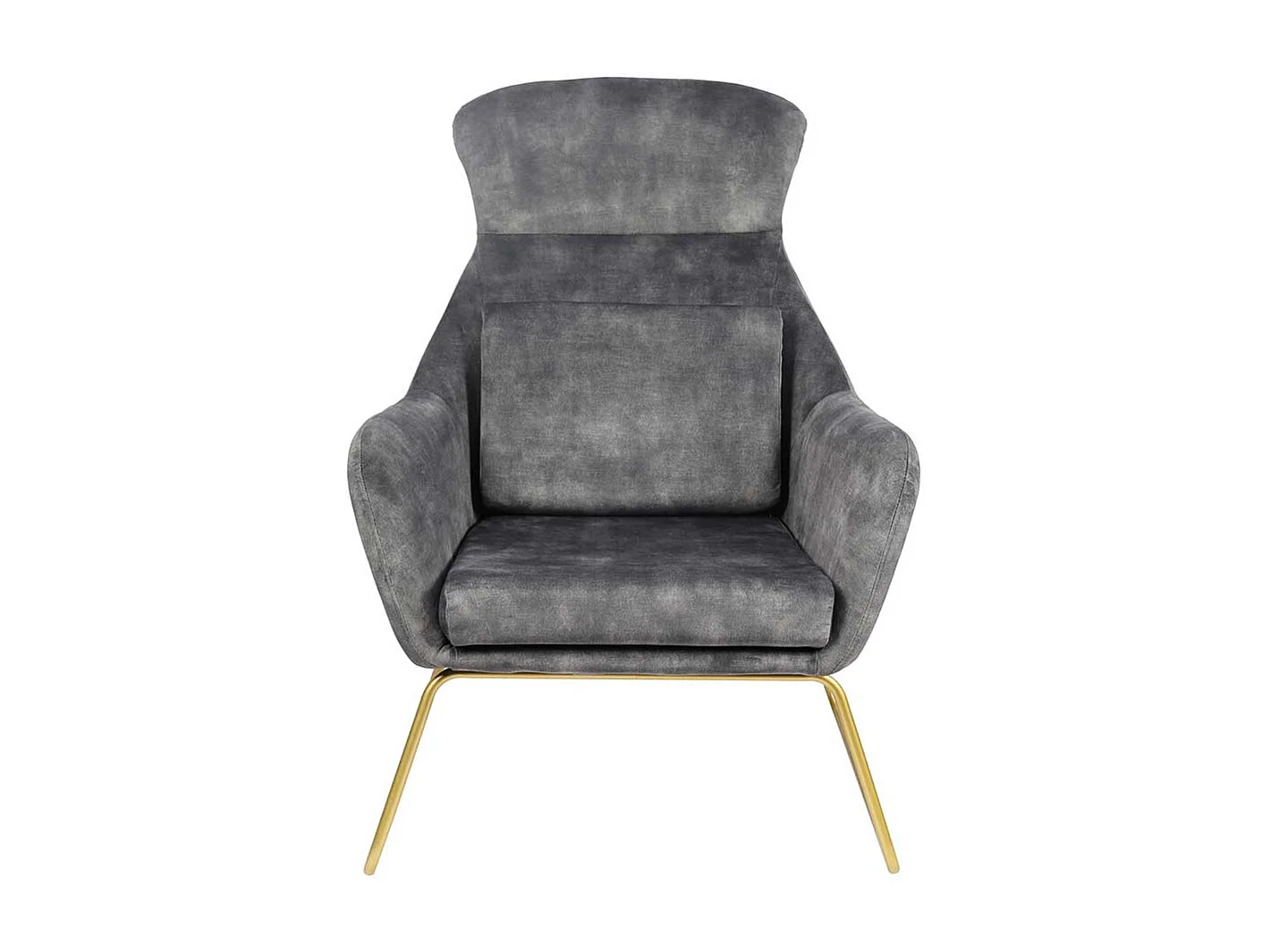 Extravaganter Sessel in Grau Samtvelours und Metall