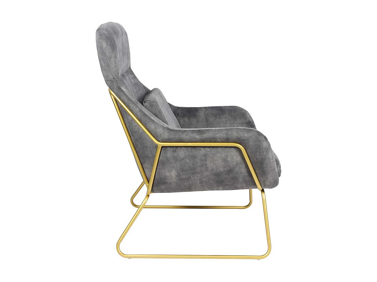 Extravaganter Sessel in Grau Samtvelours und Metall