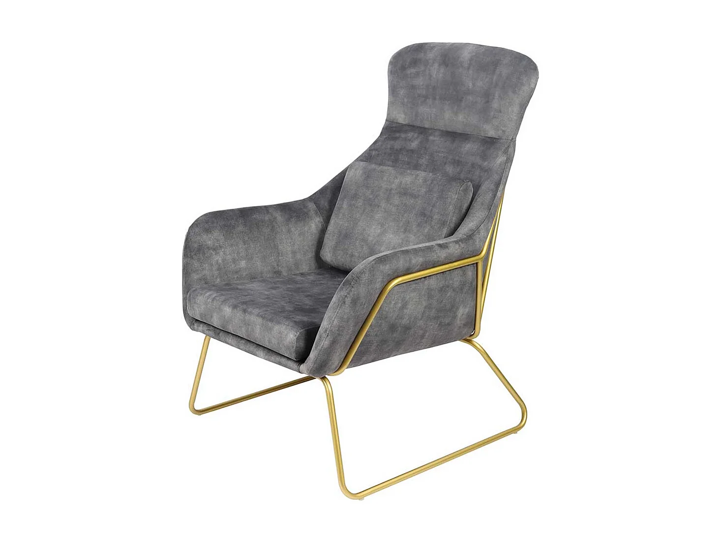 Extravaganter Sessel in Grau Samtvelours und Metall