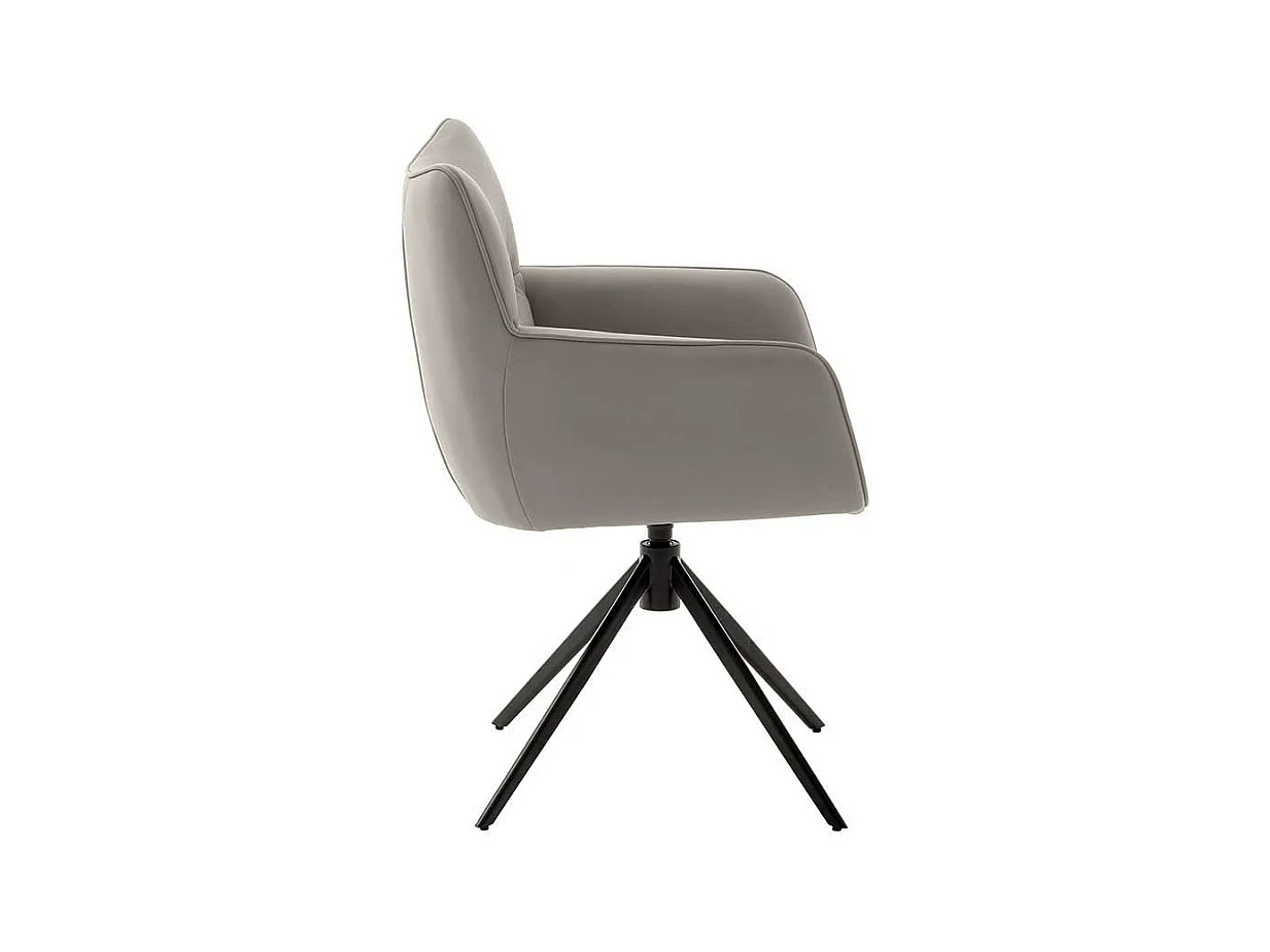 Esszimmerarmlehnstuhl Leder in Cremefarben Gestell aus Metall (2er Set)