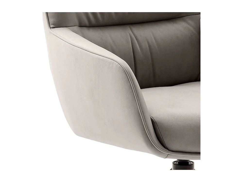 Esszimmerarmlehnstuhl Leder in Cremefarben Gestell aus Metall (2er Set)