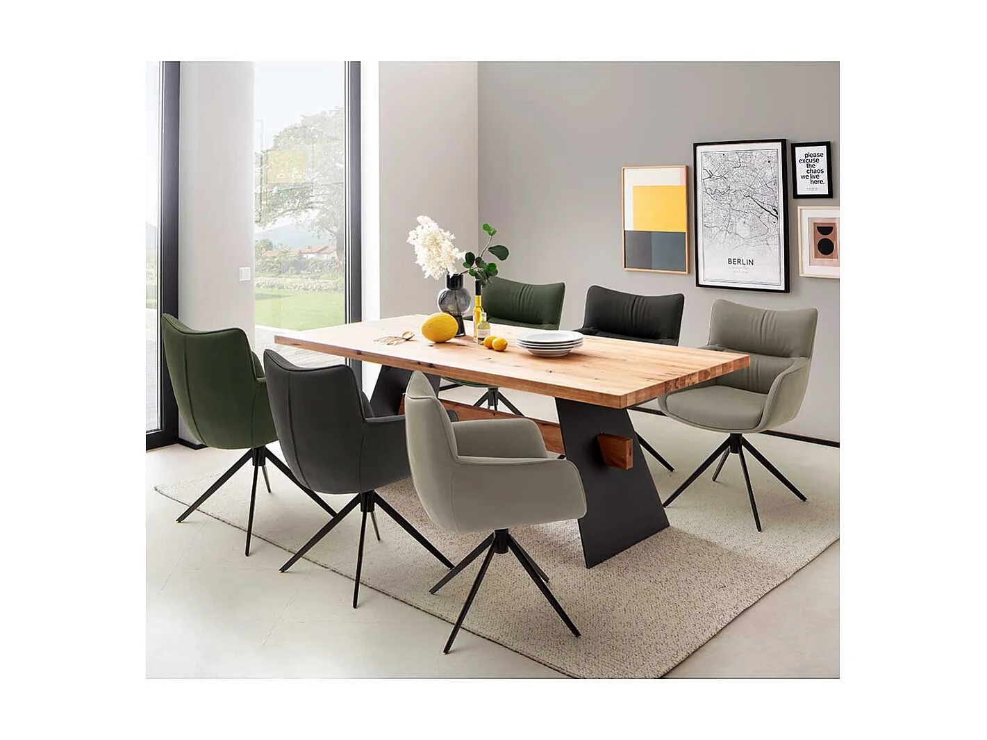 Esszimmerarmlehnstuhl Leder in Cremefarben Gestell aus Metall (2er Set)