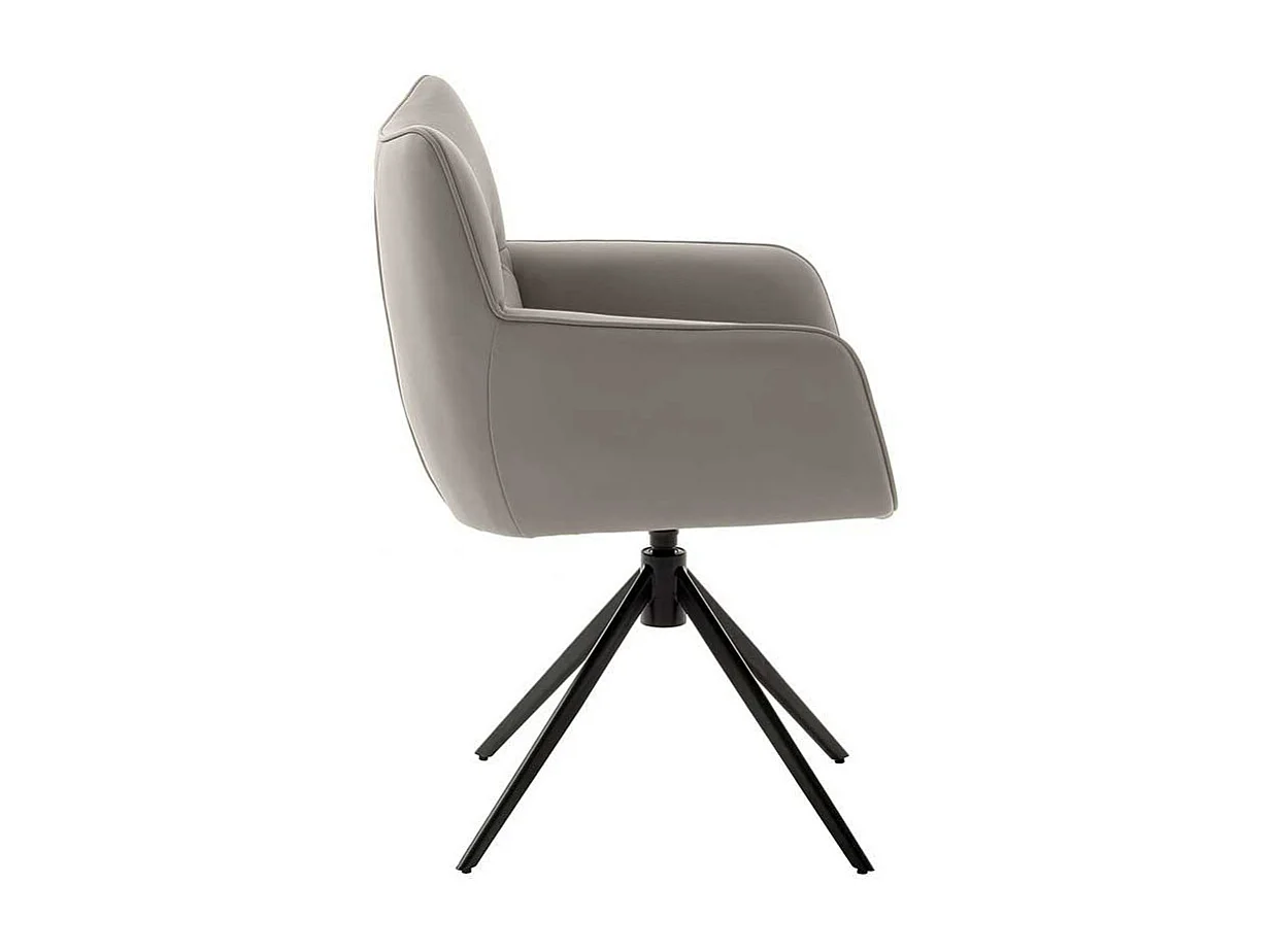 Esszimmerarmlehnstuhl Leder in Cremefarben Gestell aus Metall (2er Set)