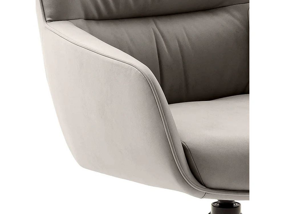 Esszimmerarmlehnstuhl Leder in Cremefarben Gestell aus Metall (2er Set)