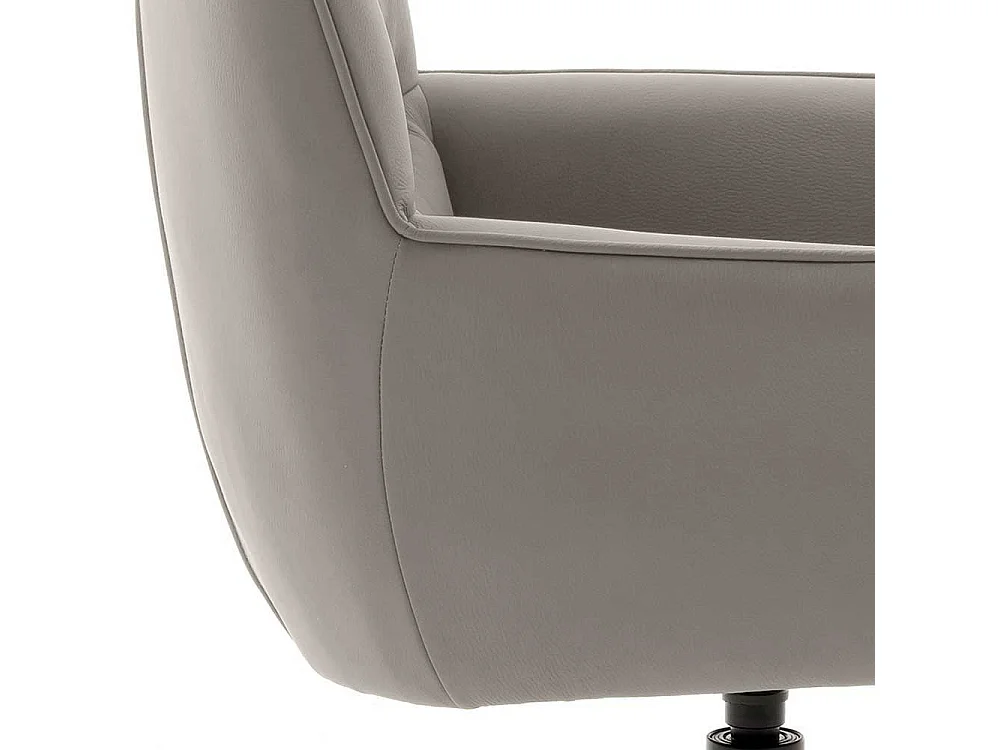 Esszimmerarmlehnstuhl Leder in Cremefarben Gestell aus Metall (2er Set)