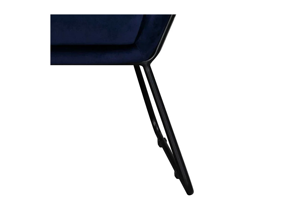 Moderner Polstersessel in Dunkelblau Samt und Schwarz Metall Bügelgestell