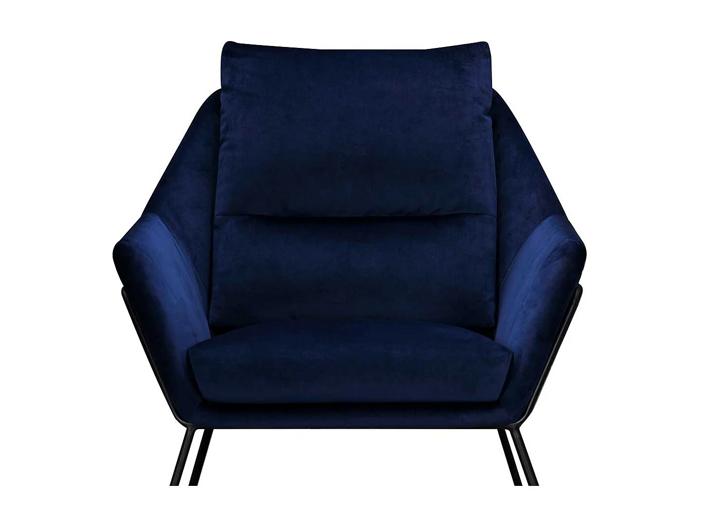 Moderner Polstersessel in Dunkelblau Samt und Schwarz Metall Bügelgestell