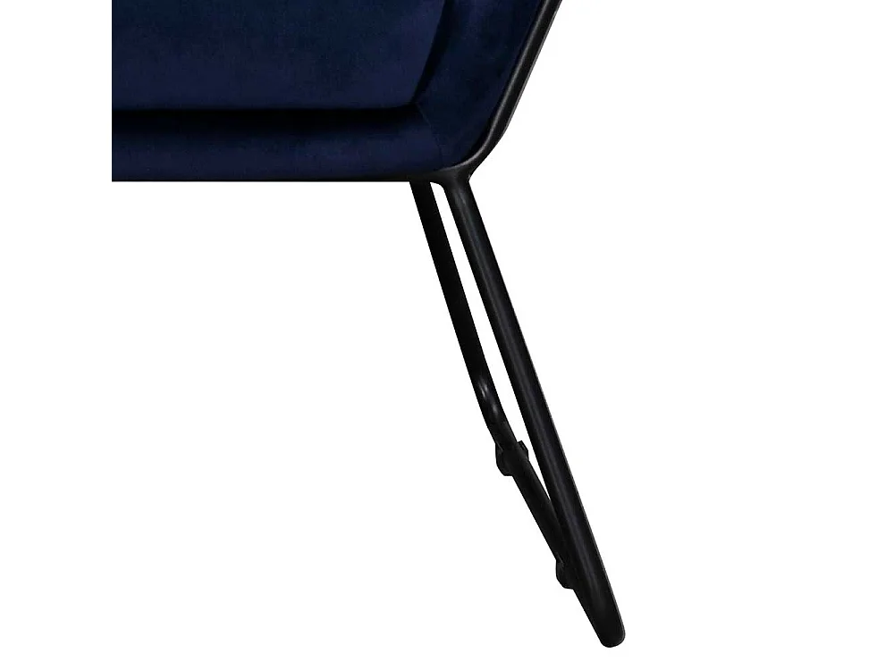 Moderner Polstersessel in Dunkelblau Samt und Schwarz Metall Bügelgestell