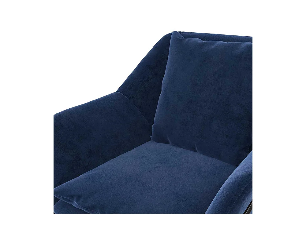 Samt Einzelsessel modern in Blau und Schwarz Bügelgestell