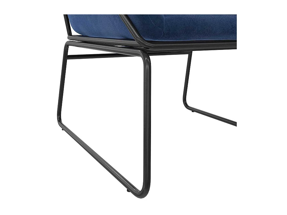 Samt Einzelsessel modern in Blau und Schwarz Bügelgestell