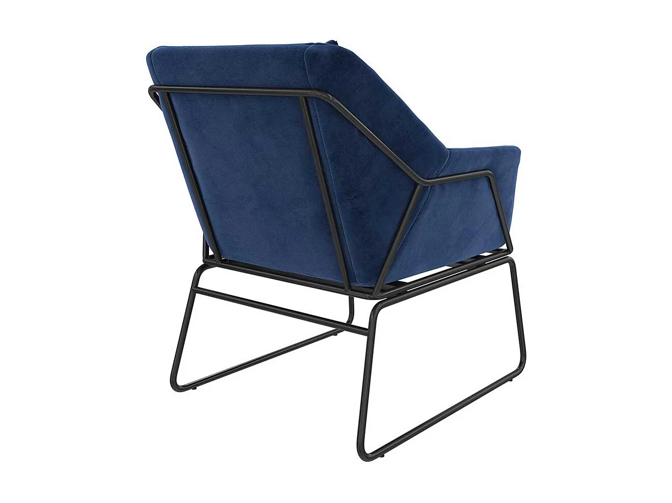 Samt Einzelsessel modern in Blau und Schwarz Bügelgestell