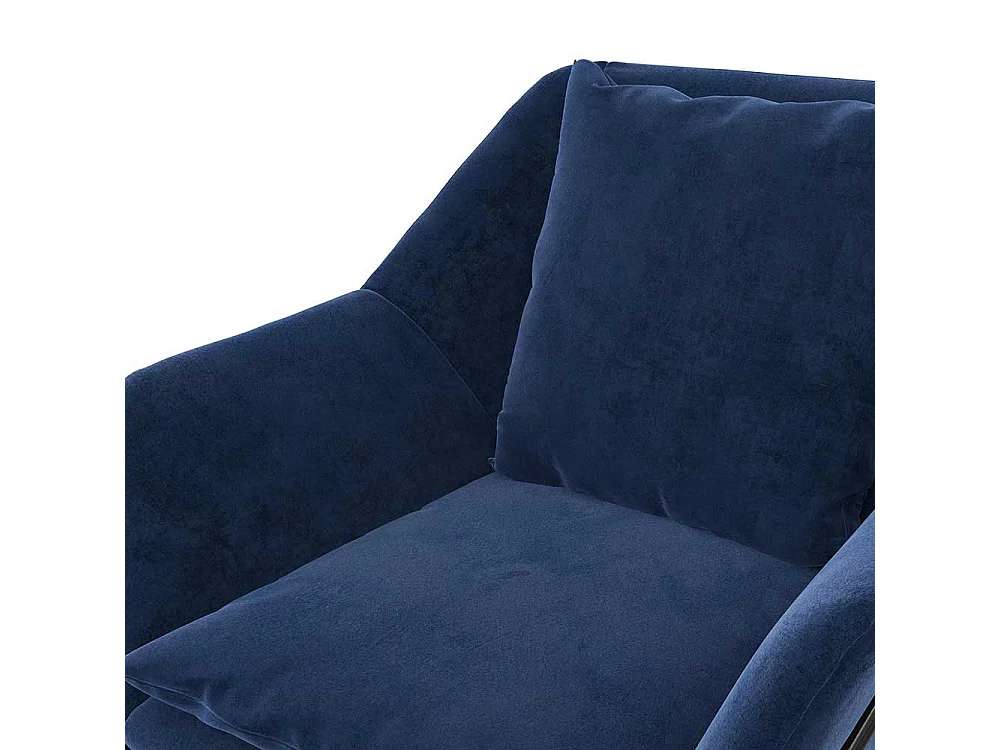 Samt Einzelsessel modern in Blau und Schwarz Bügelgestell