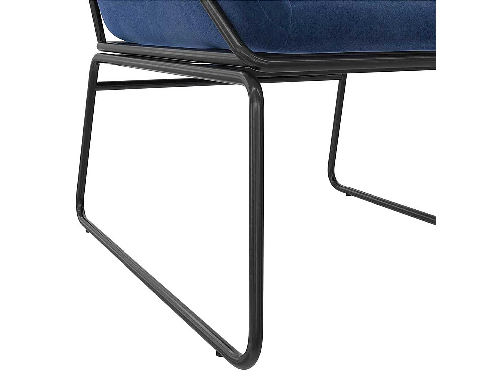 Samt Einzelsessel modern in Blau und Schwarz Bügelgestell