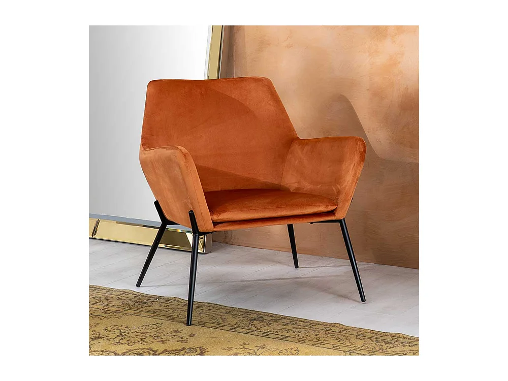 Oranger Lounge Polstersessel im Retrostil Vierfu�gestell aus Metall