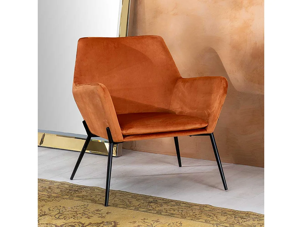 Oranger Lounge Polstersessel im Retrostil Vierfußgestell aus Metall