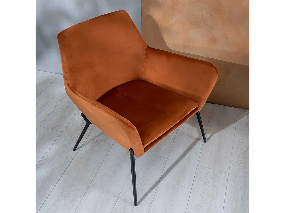 Oranger Lounge Polstersessel im Retrostil Vierfußgestell aus Metall