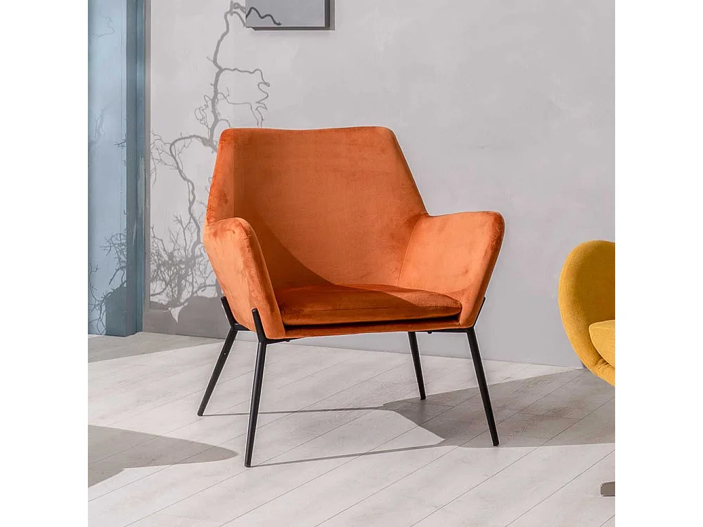 Oranger Lounge Polstersessel im Retrostil Vierfußgestell aus Metall