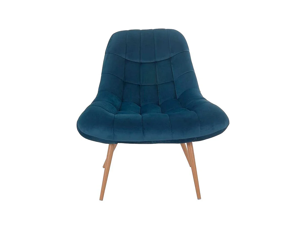 Lounge Sessel in Blau Samt Retrostil