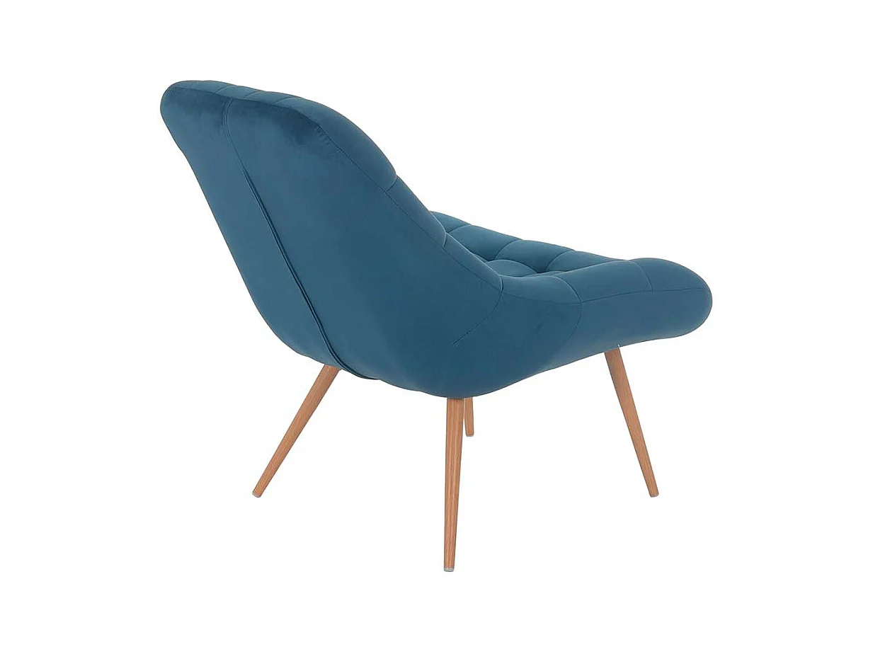 Lounge Sessel in Blau Samt Retrostil