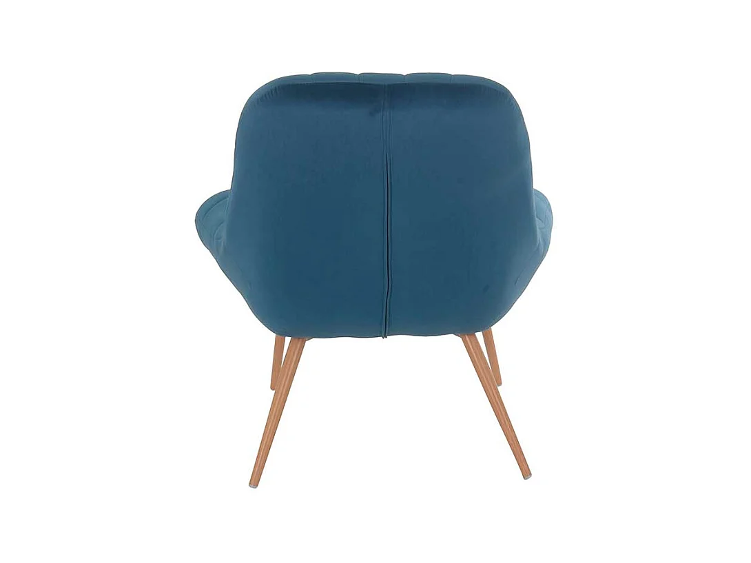 Lounge Sessel in Blau Samt Retrostil