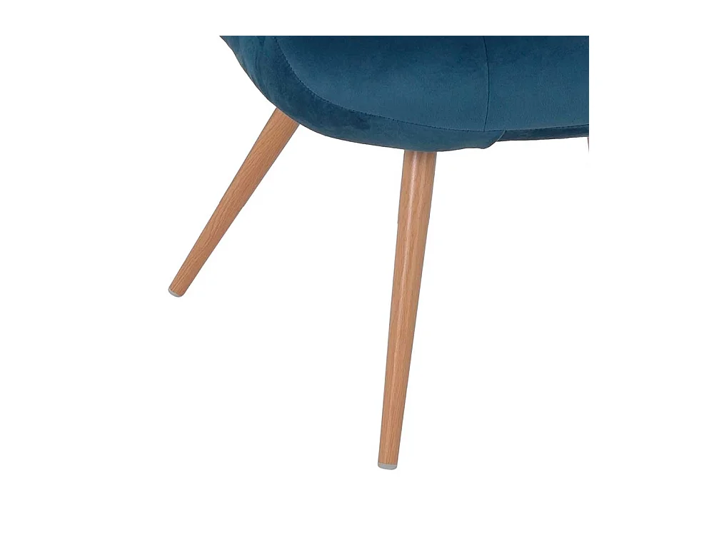Lounge Sessel in Blau Samt Retrostil