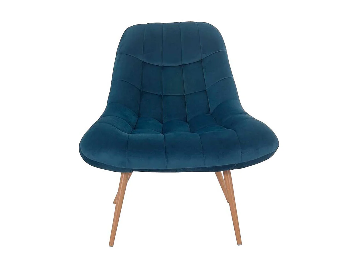 Lounge Sessel in Blau Samt Retrostil
