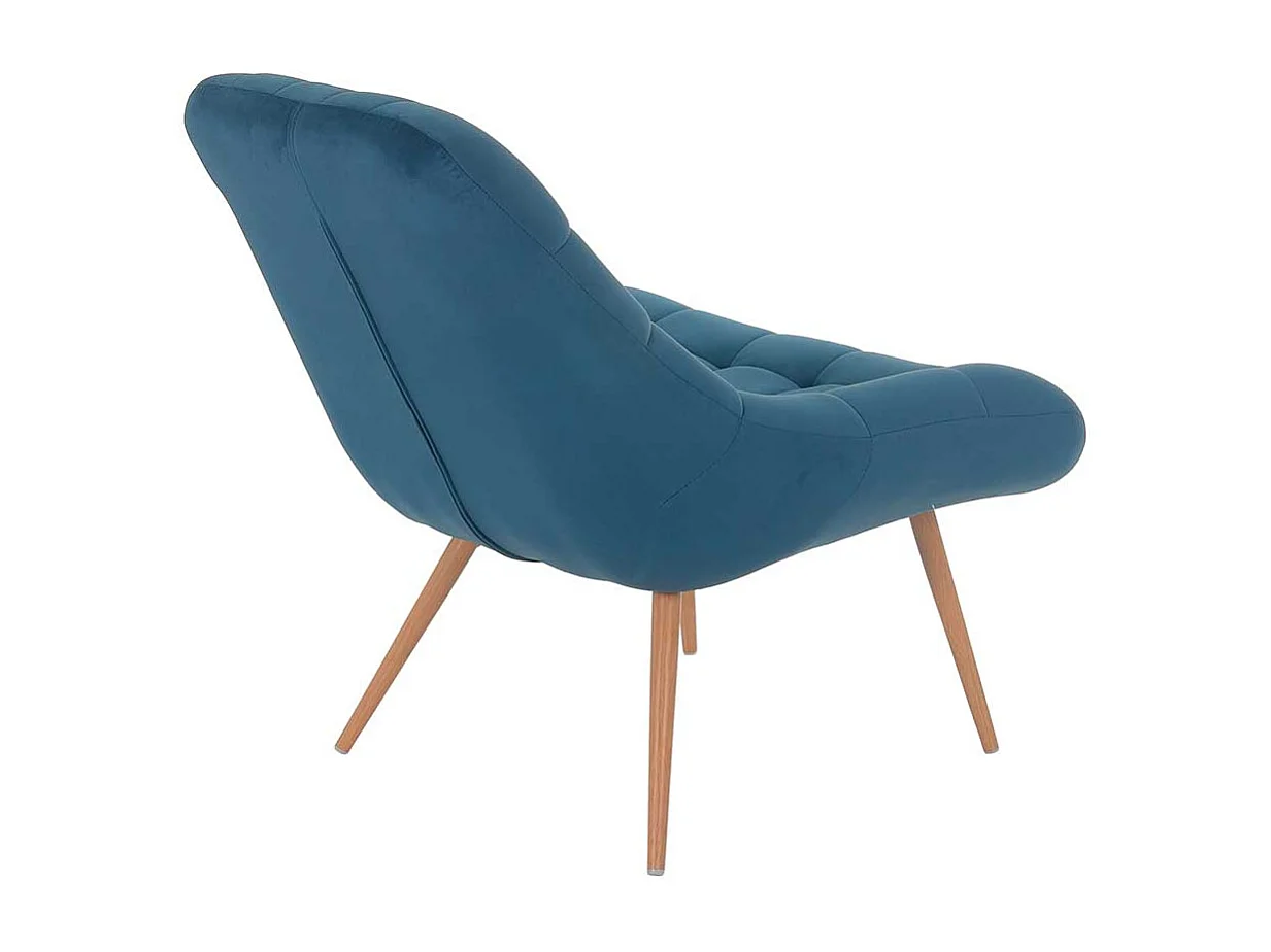 Lounge Sessel in Blau Samt Retrostil