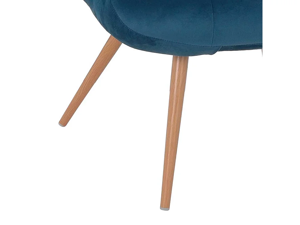 Lounge Sessel in Blau Samt Retrostil
