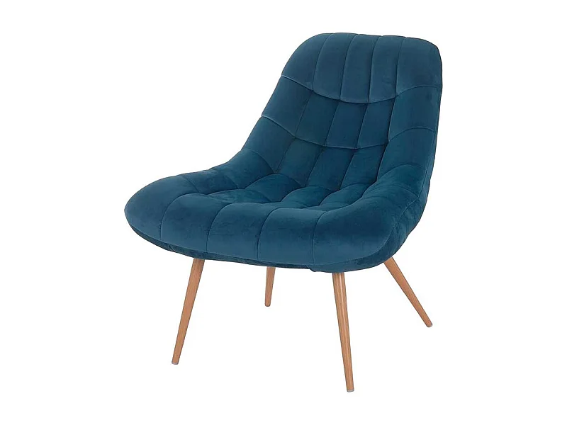 Lounge Sessel in Blau Samt Retrostil