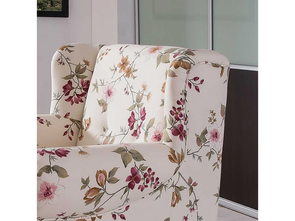 Esstisch Sessel Landhaus im Vintage Look Cremeweiß und Bunt geblümt