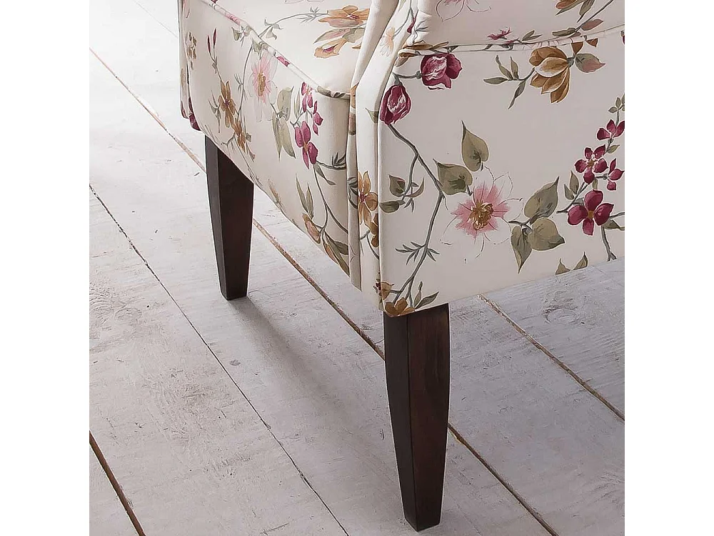 Esstisch Sessel Landhaus im Vintage Look Cremeweiß und Bunt geblümt