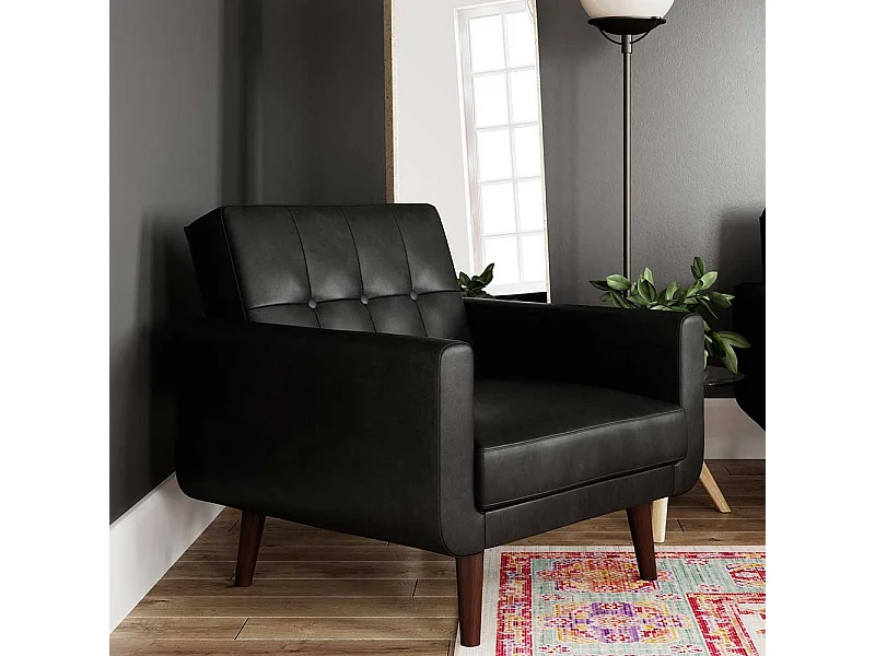 Kunstleder Wohnzimmersessel im Retrostil Schwarz und Dunkelbraun