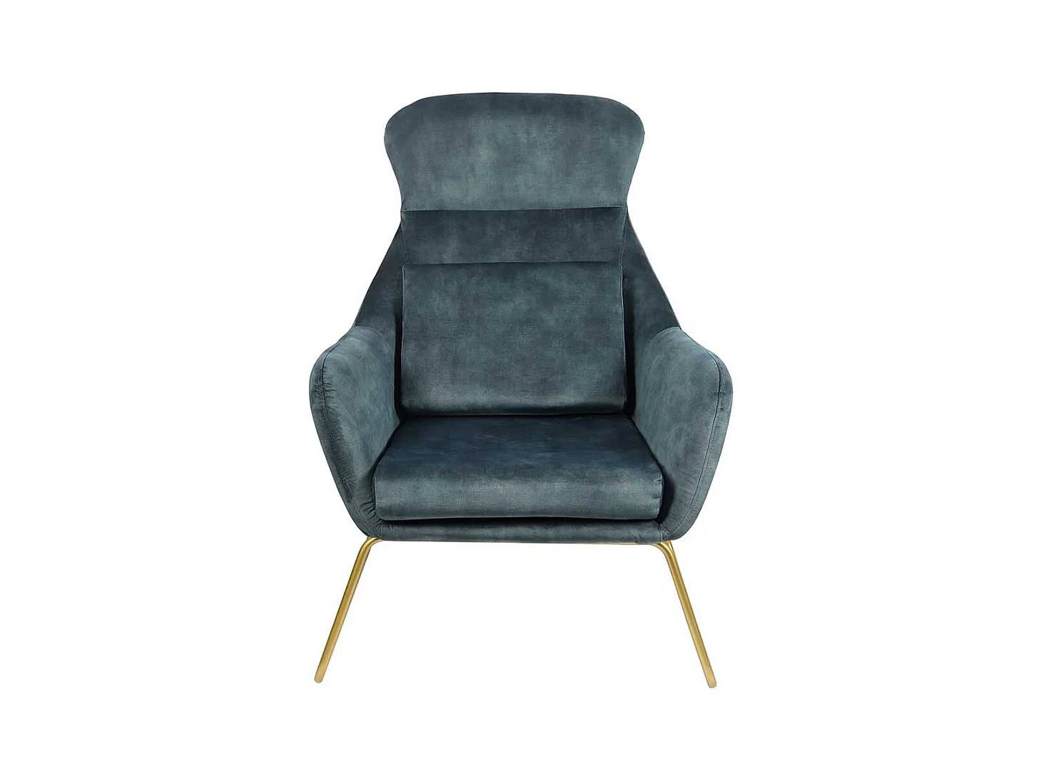 Ausgefallener Sessel aus Samtvelours Blau Metall Messingfarben