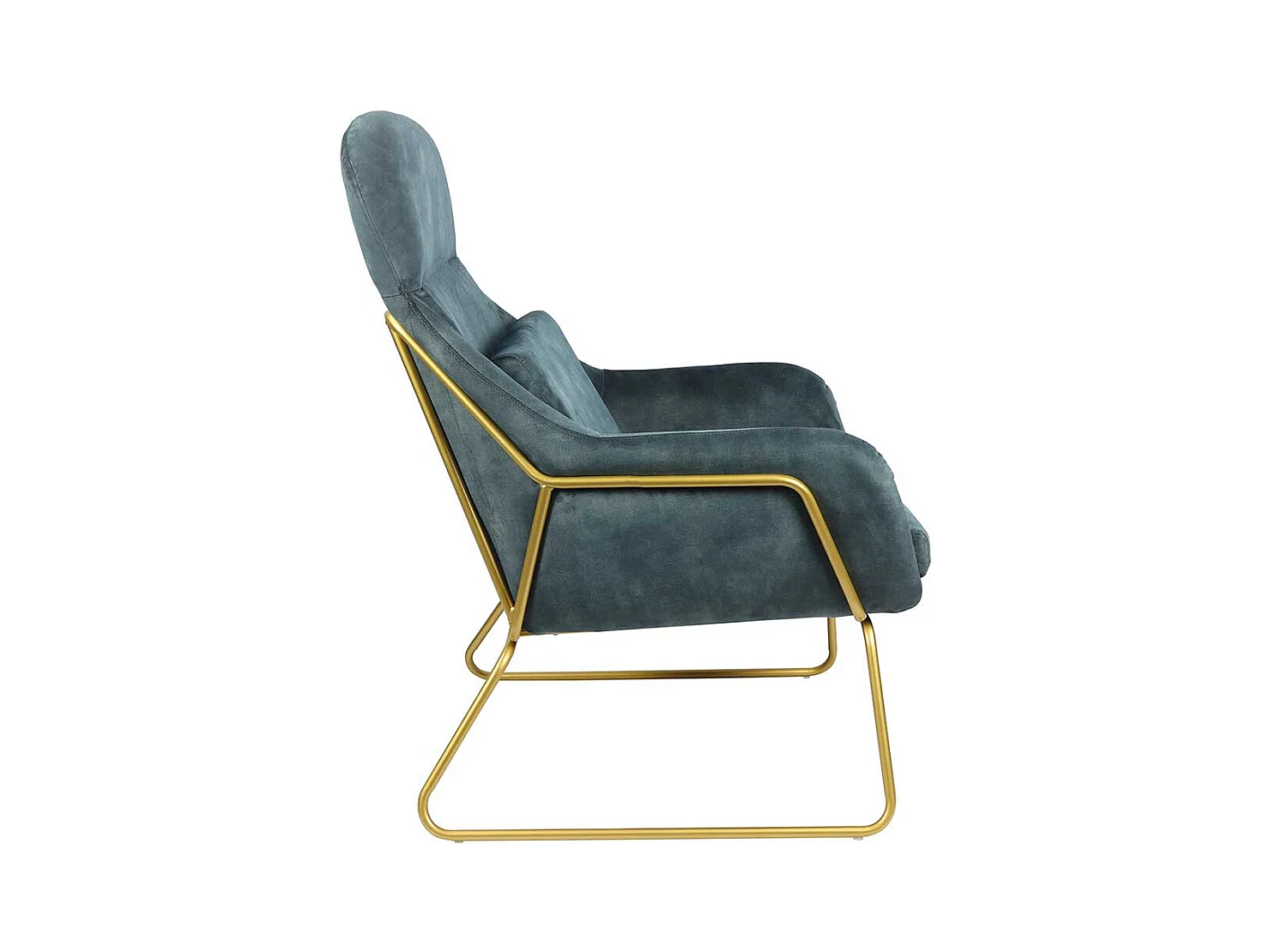 Ausgefallener Sessel aus Samtvelours Blau Metall Messingfarben