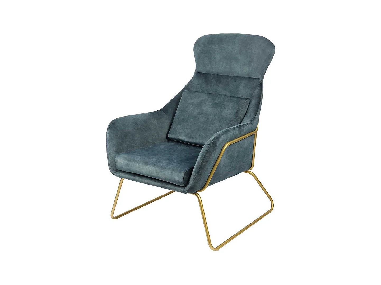 Ausgefallener Sessel aus Samtvelours Blau Metall Messingfarben
