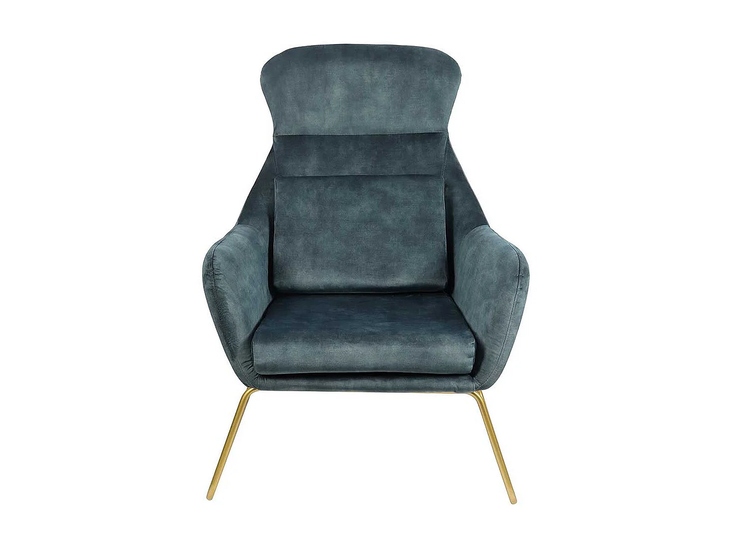 Ausgefallener Sessel aus Samtvelours Blau Metall Messingfarben